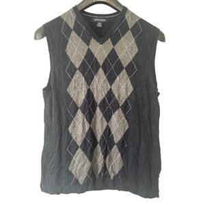 Banana‎ Republic Mens Argyle V Neck Sweater Vest Lightweight Luxury Blend XL
